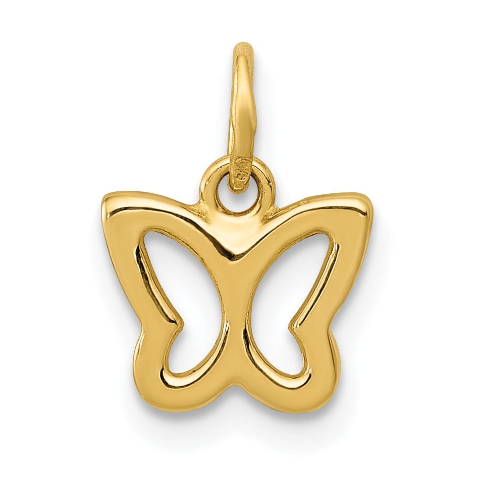 Lovely Rita's Pendants & Charms 14k Yellow Gold Open Back Solid Polished Finish Butterfly Charm Pendant