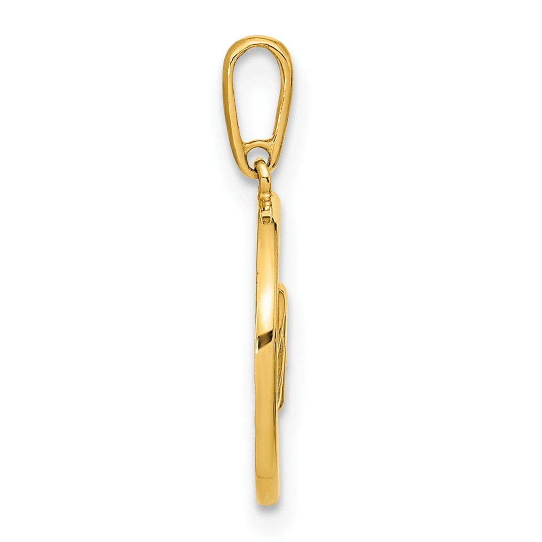 Lovely Rita's Pendants & Charms 14K Yellow Gold Open Back Solid Polished Finish Circle with DREAM Script Design Charm Pendant