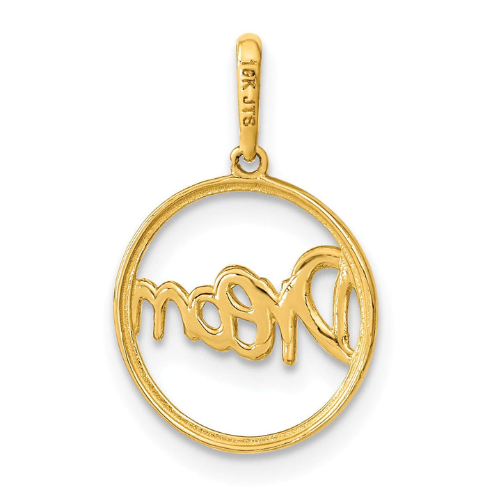 Lovely Rita's Pendants & Charms 14K Yellow Gold Open Back Solid Polished Finish Circle with DREAM Script Design Charm Pendant