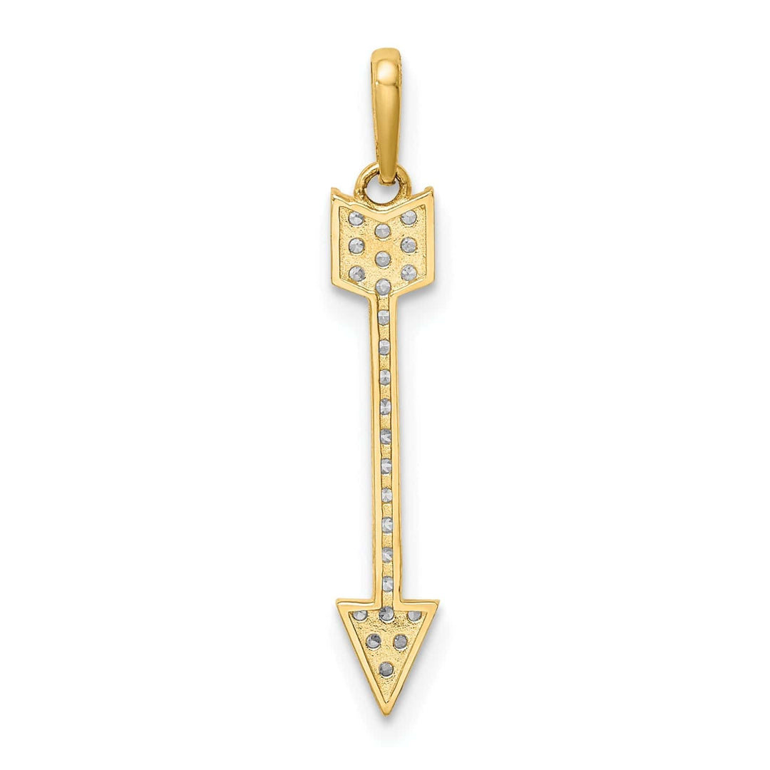 Lovely Rita's Pendants & Charms 14K Yellow Gold Open Back Solid Polished Finish Cubic Zirconia Arrow Design Charm Pendant