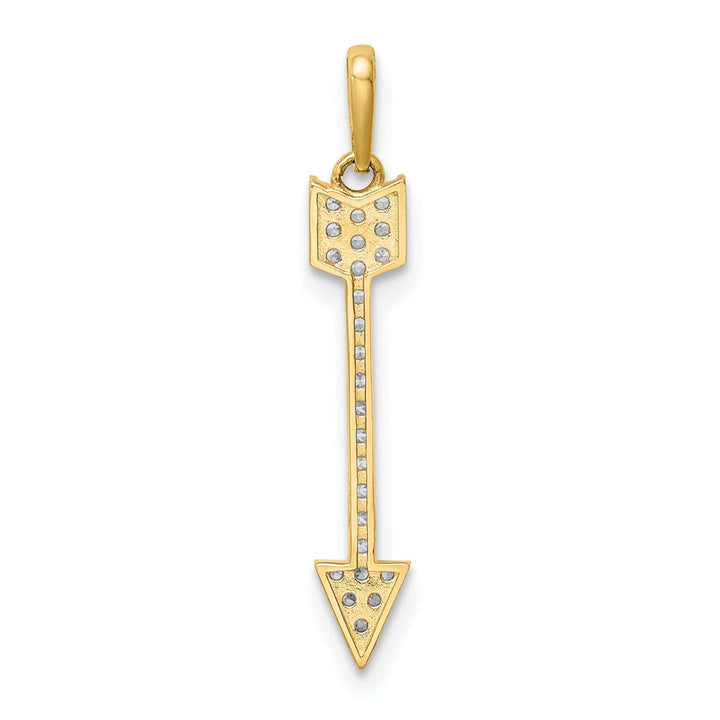 Lovely Rita's Pendants & Charms 14K Yellow Gold Open Back Solid Polished Finish Cubic Zirconia Arrow Design Charm Pendant