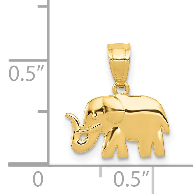 Lovely Rita's Pendants & Charms 14k Yellow Gold Open Back Solid Polished Finish Elephant Design Charm Pendant