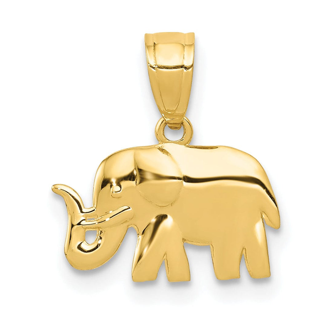 Lovely Rita's Pendants & Charms 14k Yellow Gold Open Back Solid Polished Finish Elephant Design Charm Pendant