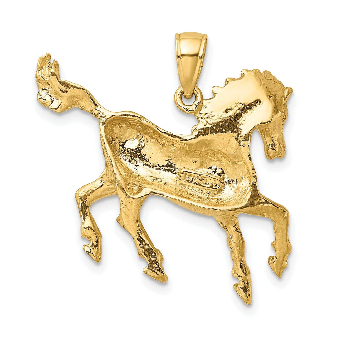 Lovely Rita's Pendants & Charms 14K Yellow Gold Open Back Solid Polished Finish Horse Charm Pendant