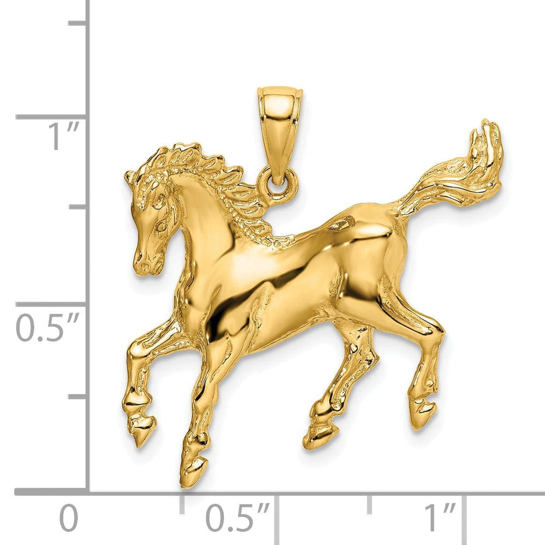 Lovely Rita's Pendants & Charms 14K Yellow Gold Open Back Solid Polished Finish Horse Charm Pendant