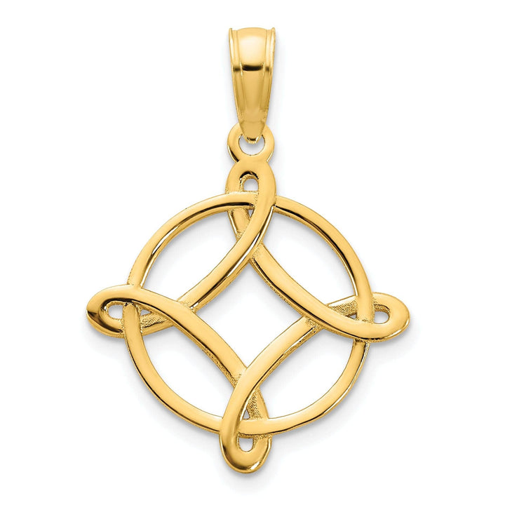 Lovely Rita's Pendants & Charms 14k Yellow Gold Open Back Solid Polished Finish Womens Fancy Trinity Design Charm Pendant