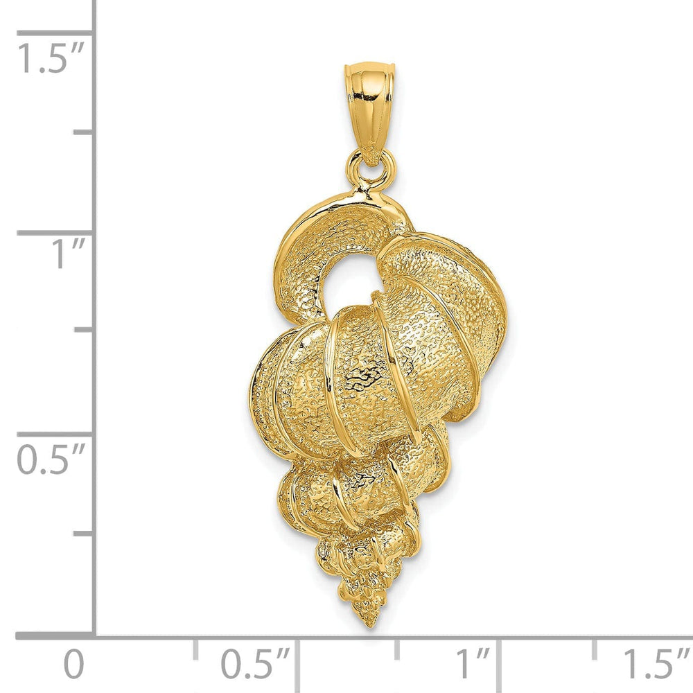 Lovely Rita's Pendants & Charms 14K Yellow Gold Open Back Solid Polished Texture Finish 2-Dimensional Precious Wentletrap Shell Charm Pendant