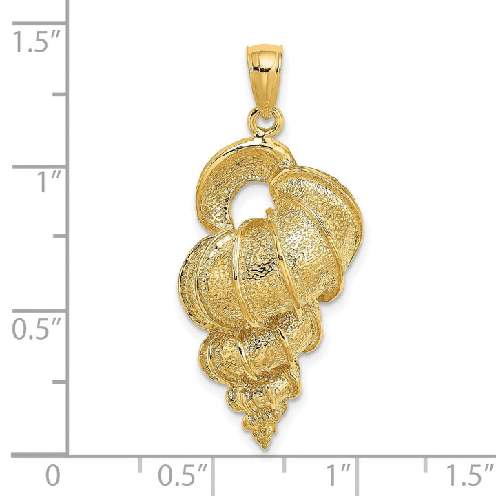 Lovely Rita's Pendants & Charms 14K Yellow Gold Open Back Solid Polished Texture Finish 2-Dimensional Precious Wentletrap Shell Charm Pendant