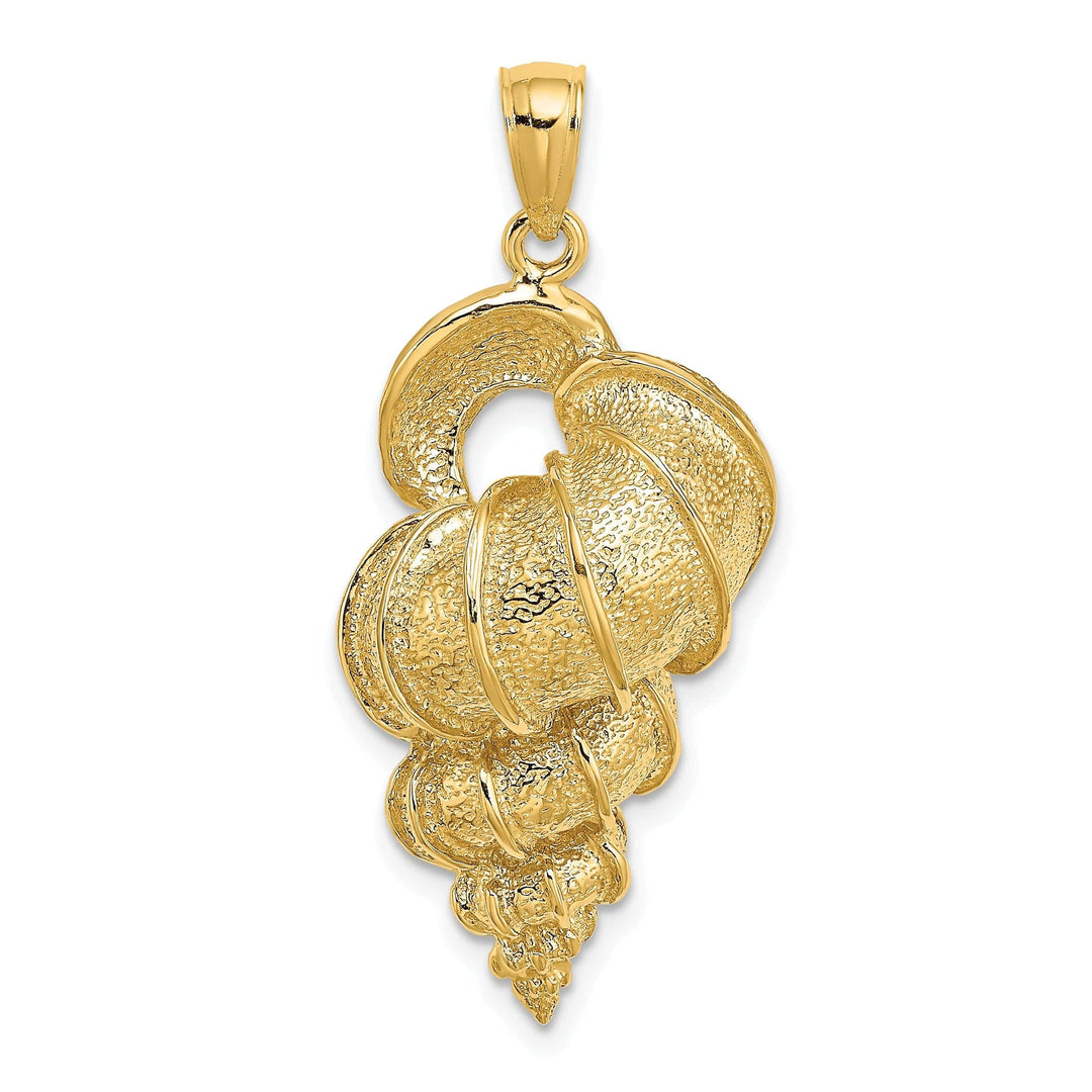 Lovely Rita's Pendants & Charms 14K Yellow Gold Open Back Solid Polished Texture Finish 2-Dimensional Precious Wentletrap Shell Charm Pendant