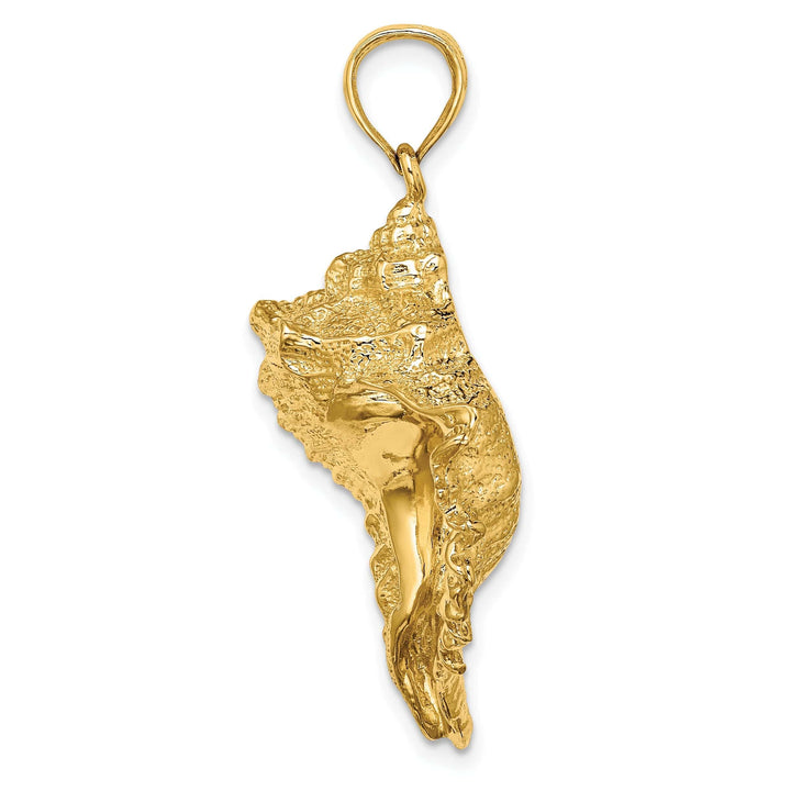 Lovely Rita's Pendants & Charms 14K Yellow Gold Open Back Solid Polished Textured Finish 2-Dimensional Shell Charm Pendant