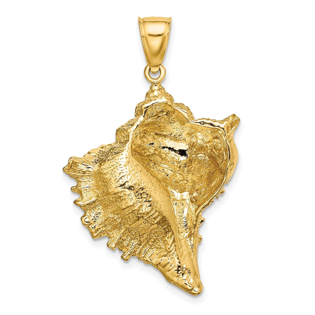Lovely Rita's Pendants & Charms 14K Yellow Gold Open Back Solid Polished Textured Finish 2-Dimensional Shell Charm Pendant