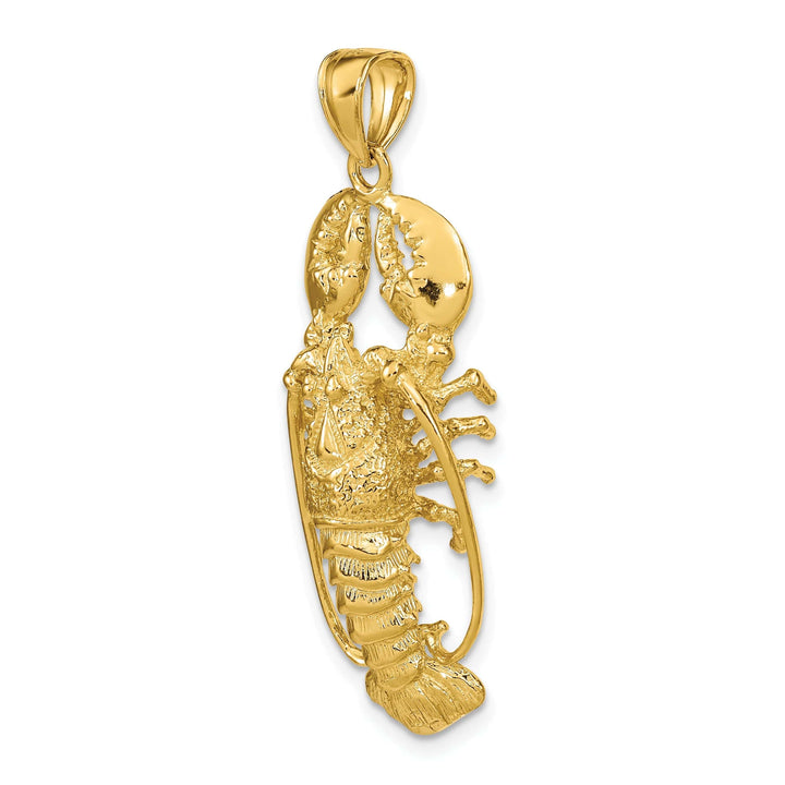Lovely Rita's Pendants & Charms 14K Yellow Gold Open Back Solid Polished Textured Finish 3-Dimensional Lobster Charm Pendant
