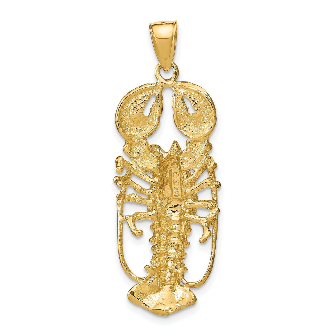Lovely Rita's Pendants & Charms 14K Yellow Gold Open Back Solid Polished Textured Finish 3-Dimensional Lobster Charm Pendant