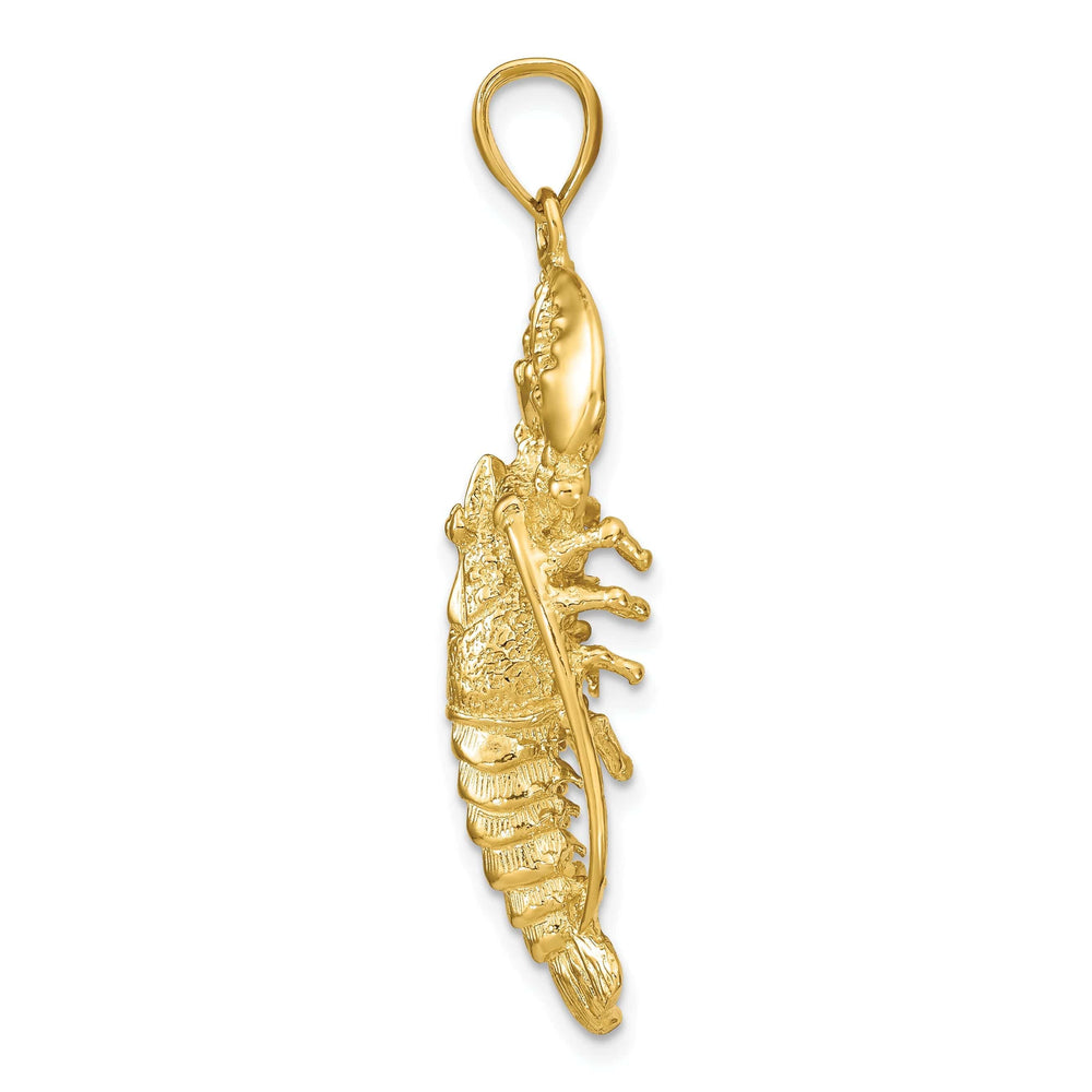 Lovely Rita's Pendants & Charms 14K Yellow Gold Open Back Solid Polished Textured Finish 3-Dimensional Lobster Charm Pendant