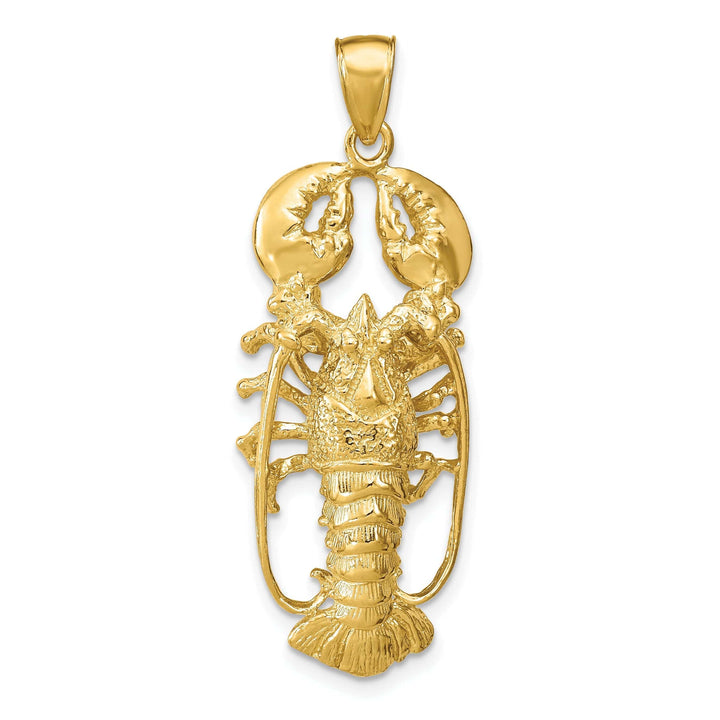 Lovely Rita's Pendants & Charms 14K Yellow Gold Open Back Solid Polished Textured Finish 3-Dimensional Lobster Charm Pendant