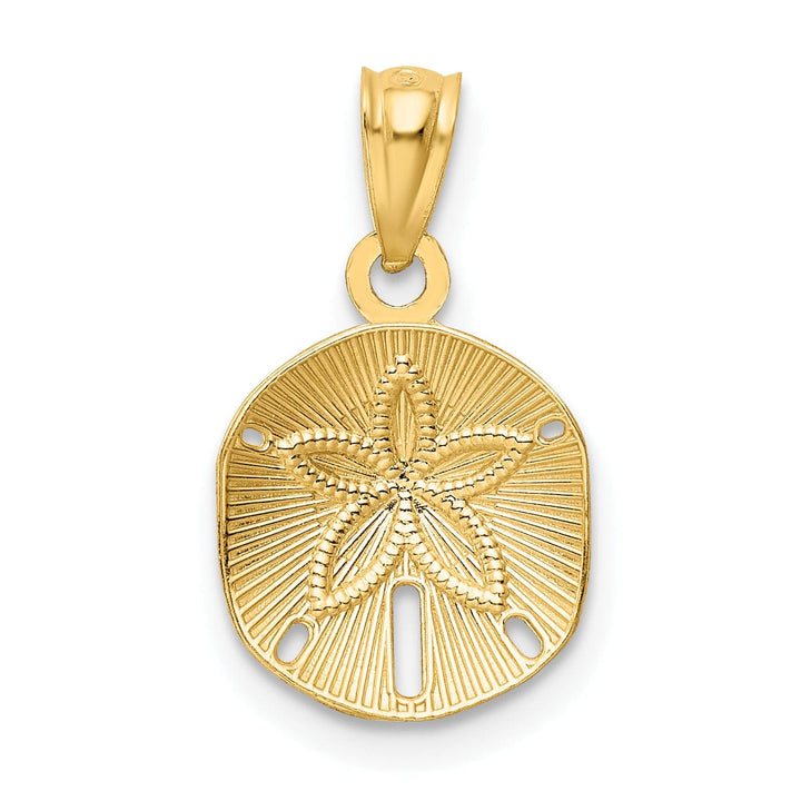 Lovely Rita's Pendants & Charms 14k Yellow Gold Open Back Solid Satin Diamond Cut Finish Sea Sand Dollar Charm Pendant
