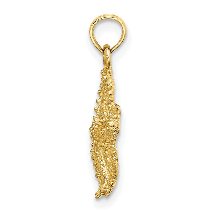 Lovely Rita's Pendants & Charms 14K Yellow Gold Open Back Solid Texture Polished Finish Beaded Design Starfish Charm Pendant