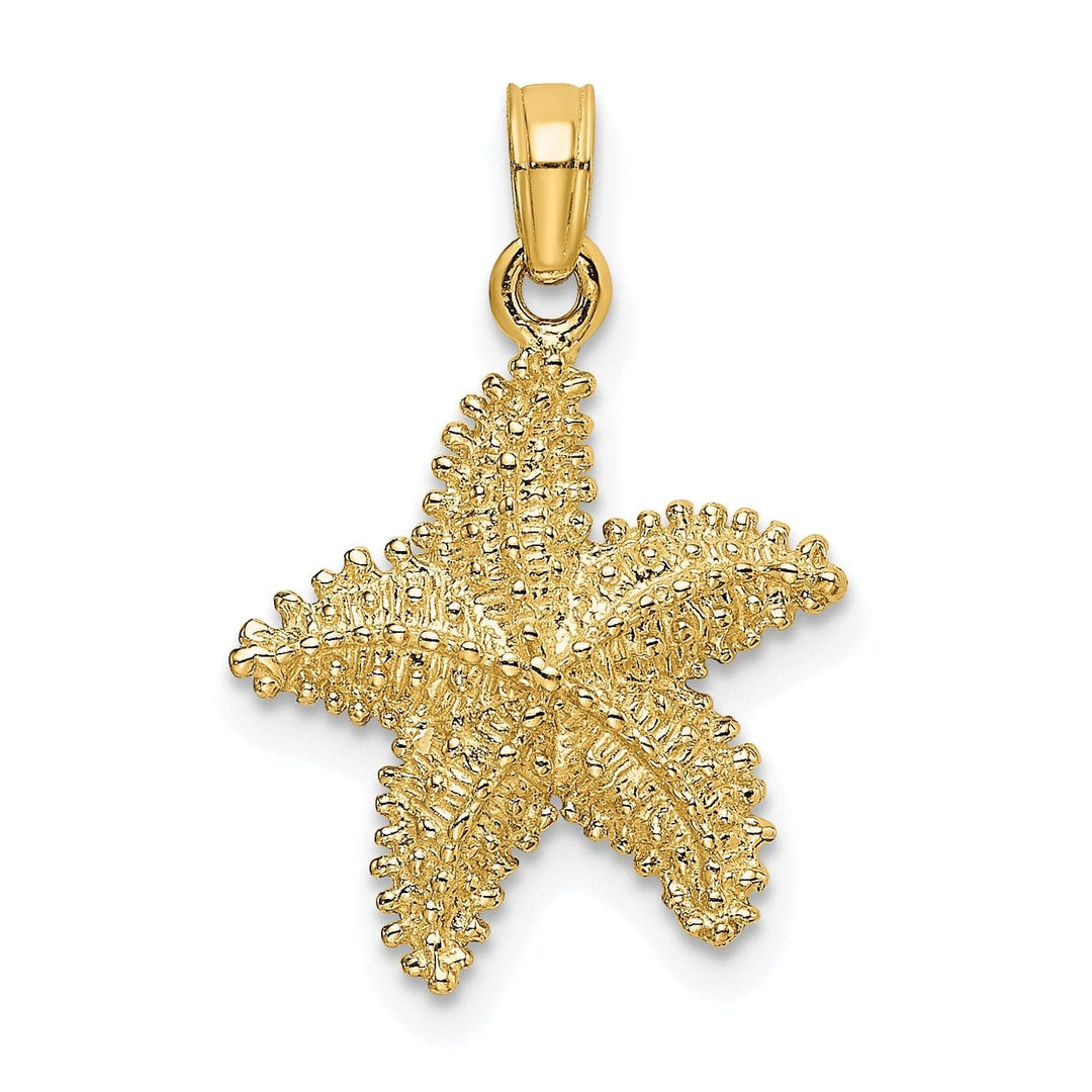 Lovely Rita's Pendants & Charms 14K Yellow Gold Open Back Solid Texture Polished Finish Beaded Design Starfish Charm Pendant