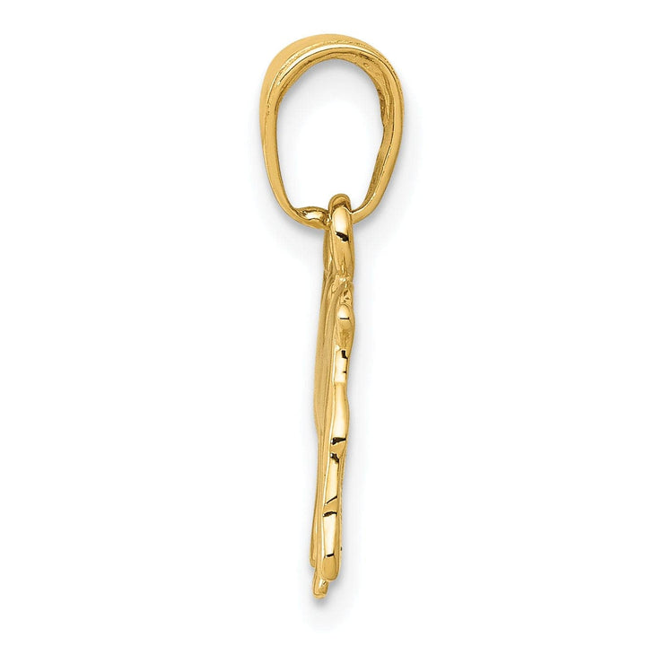 Lovely Rita's Pendants & Charms 14k Yellow Gold Open Back Solid Textured Polished Finish Bull Dog Charm Pendant