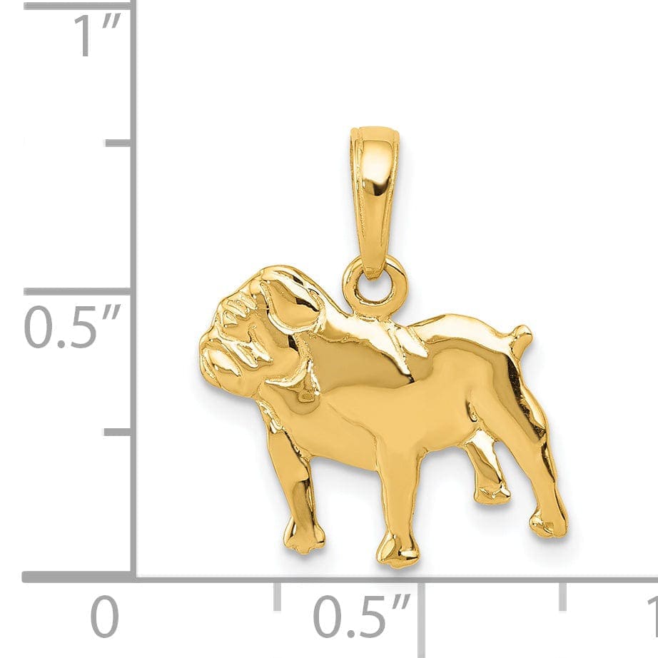 Lovely Rita's Pendants & Charms 14k Yellow Gold Open Back Solid Textured Polished Finish Bull Dog Charm Pendant