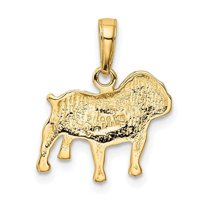 Lovely Rita's Pendants & Charms 14k Yellow Gold Open Back Solid Textured Polished Finish Bull Dog Charm Pendant