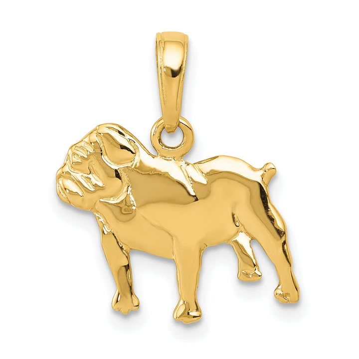 Lovely Rita's Pendants & Charms 14k Yellow Gold Open Back Solid Textured Polished Finish Bull Dog Charm Pendant