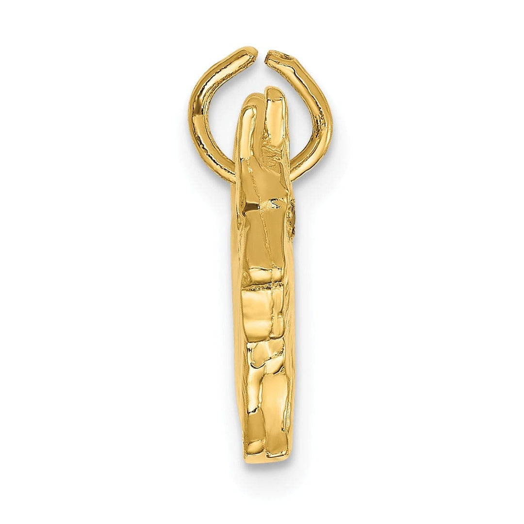 Lovely Rita's Pendants & Charms 14k Yellow Gold Open Back Solid Textured Polished Finish Poodle Dog Charm Pendant