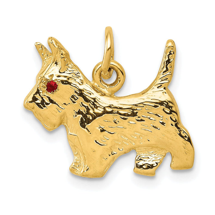 Lovely Rita's Pendants & Charms 14k Yellow Gold Open Back Solid Textured Polished Finish Poodle Dog Charm Pendant