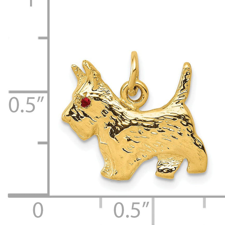 Lovely Rita's Pendants & Charms 14k Yellow Gold Open Back Solid Textured Polished Finish Poodle Dog Charm Pendant