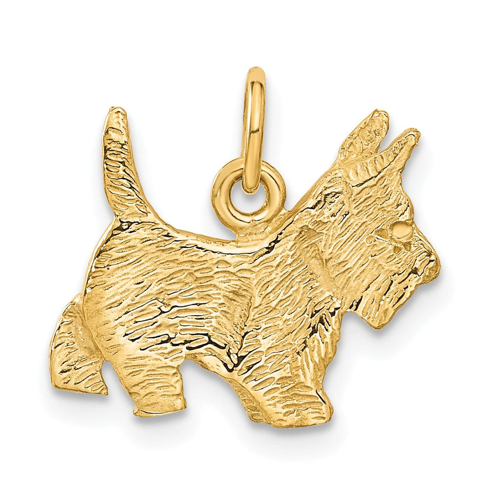 Lovely Rita's Pendants & Charms 14k Yellow Gold Open Back Solid Textured Polished Finish Poodle Dog Charm Pendant