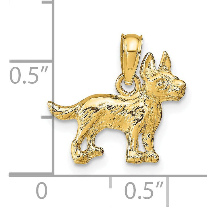 Lovely Rita's Pendants & Charms 14k Yellow Gold Open Back Solid Textured Polished Finish Terrier Dog Charm Pendant