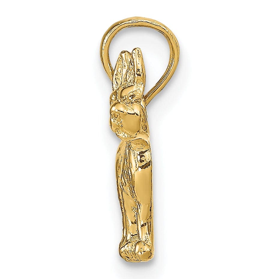 Lovely Rita's Pendants & Charms 14k Yellow Gold Open Back Solid Textured Polished Finish Terrier Dog Charm Pendant