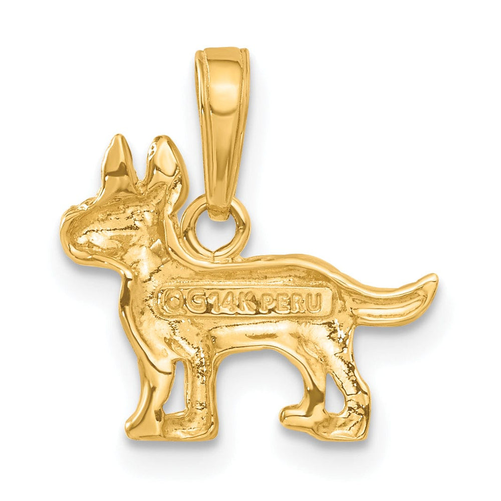 Lovely Rita's Pendants & Charms 14k Yellow Gold Open Back Solid Textured Polished Finish Terrier Dog Charm Pendant