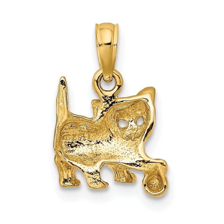 Lovely Rita's Pendants & Charms 14k Yellow Gold Open Back Textured Polished Finish Cat Playing with Ball Design Charm Pendant