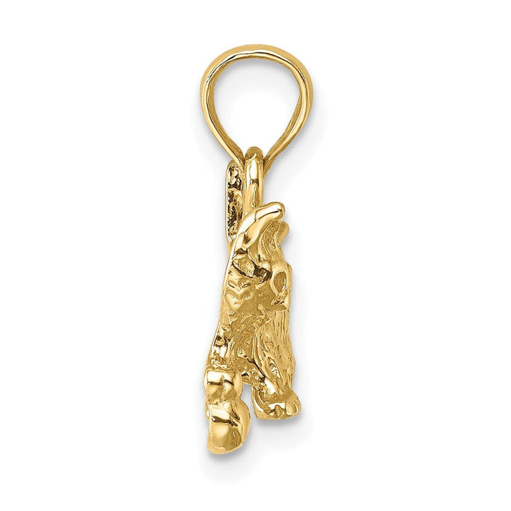 Lovely Rita's Pendants & Charms 14k Yellow Gold Open Back Textured Polished Finish Cat Playing with Ball Design Charm Pendant