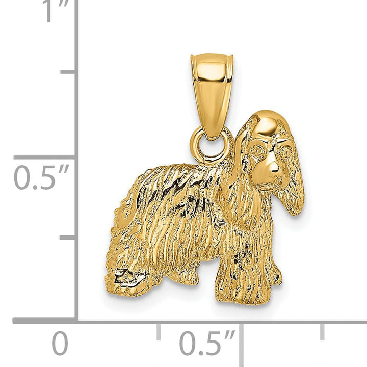 Lovely Rita's Pendants & Charms 14k Yellow Gold Open Back Textured Polished Finish Cocker Spaniel Dog Charm Pendant