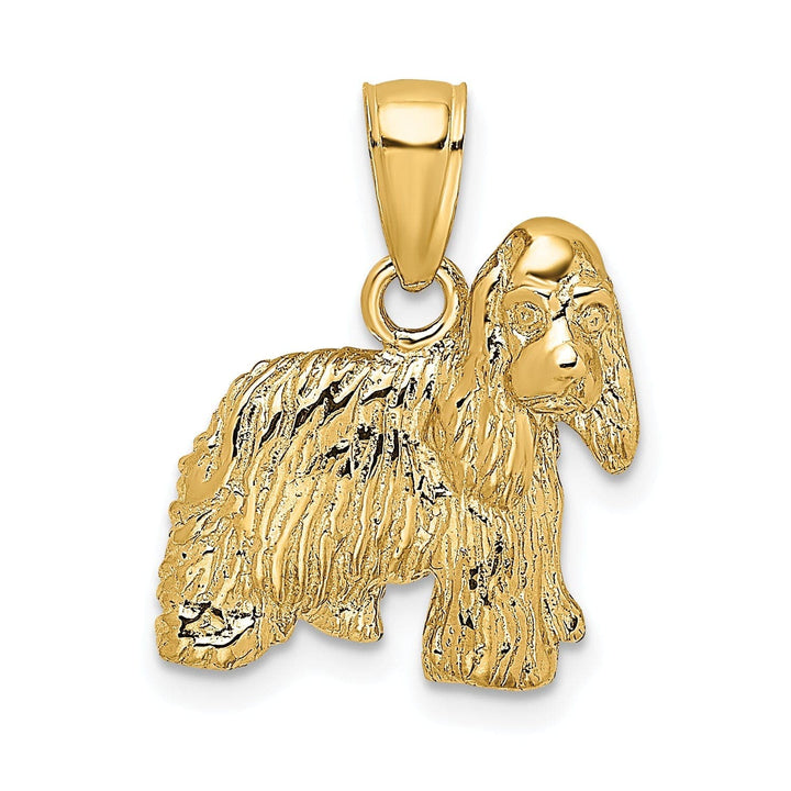Lovely Rita's Pendants & Charms 14k Yellow Gold Open Back Textured Polished Finish Cocker Spaniel Dog Charm Pendant
