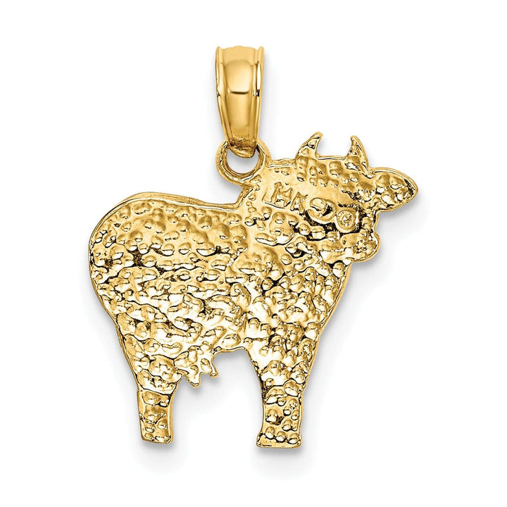 Lovely Rita's Pendants & Charms 14k Yellow Gold Open Back Textured Polished Finish Cow Charm Pendant