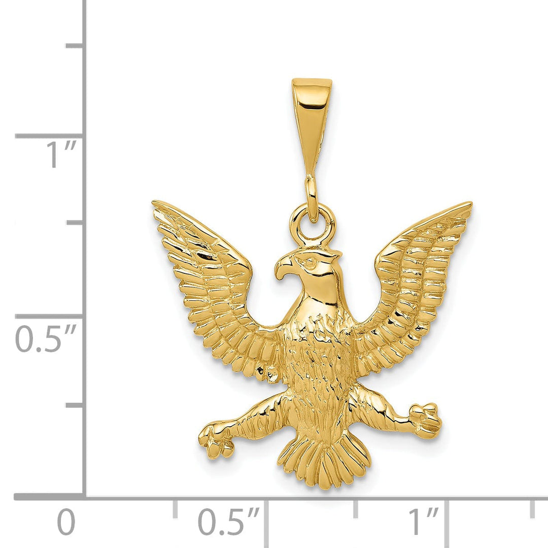 Lovely Rita's Pendants & Charms 14k Yellow Gold Open Back Textured Polished Finish Eagle Mens Charm Pendant