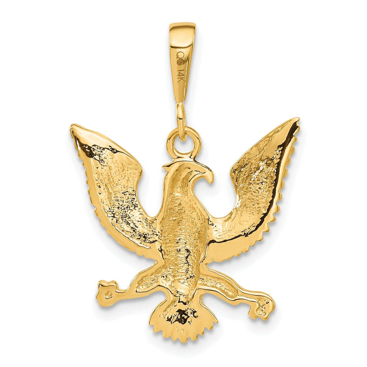 Lovely Rita's Pendants & Charms 14k Yellow Gold Open Back Textured Polished Finish Eagle Mens Charm Pendant