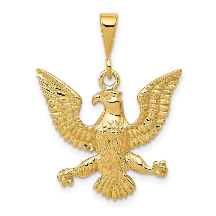 Lovely Rita's Pendants & Charms 14k Yellow Gold Open Back Textured Polished Finish Eagle Mens Charm Pendant