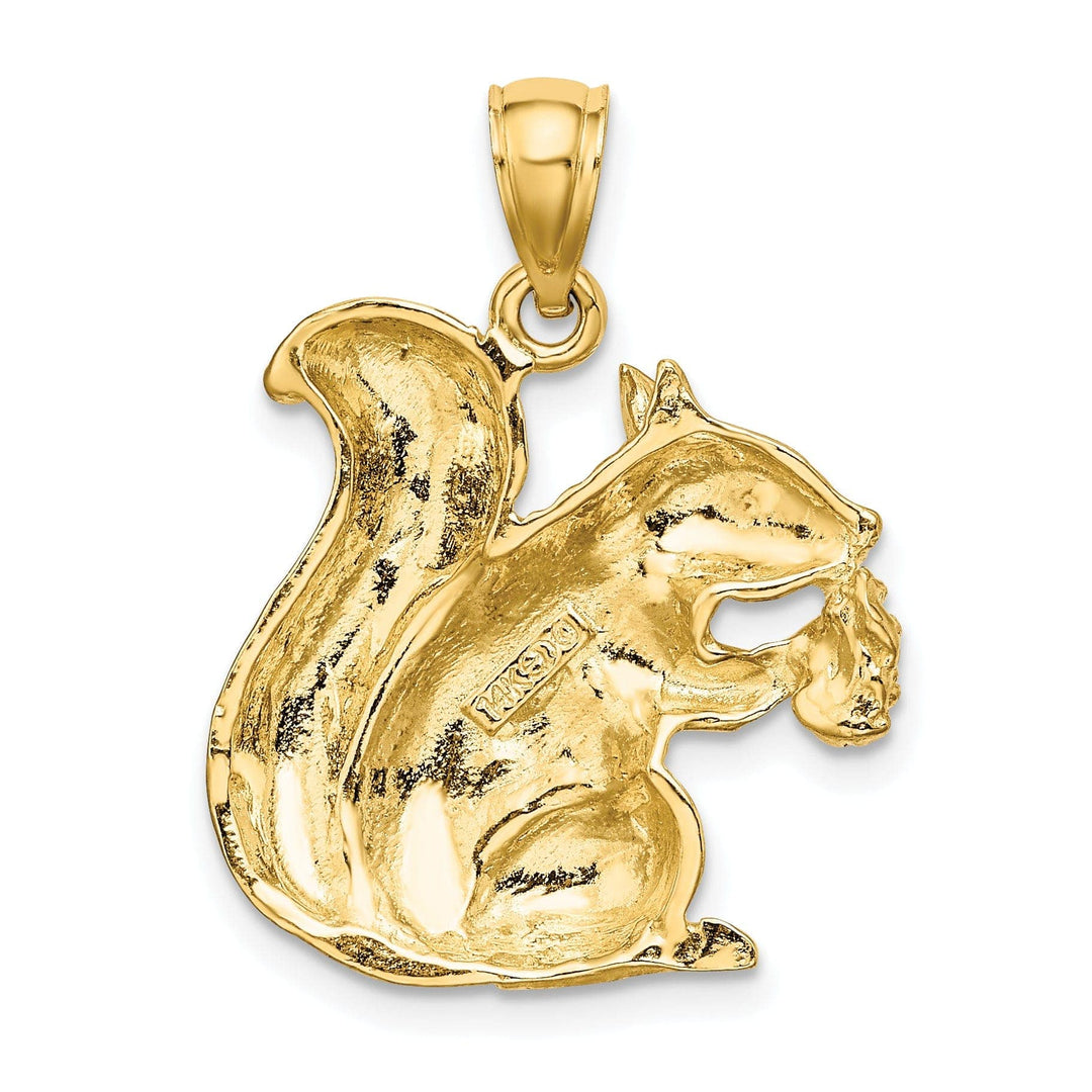 Lovely Rita's Pendants & Charms 14K Yellow Gold Open Back Textured Polished Finish Sitting Squirrel Charm Pendant