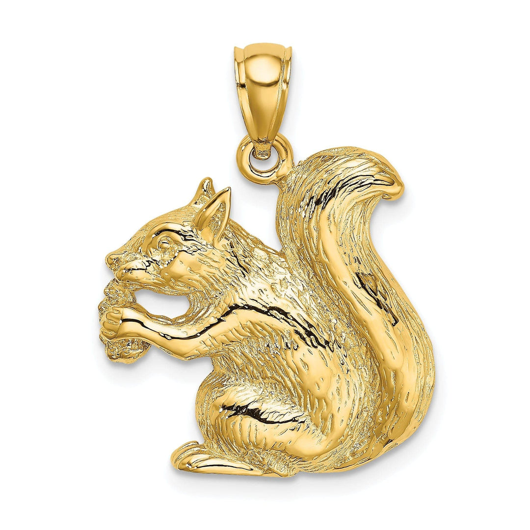 Lovely Rita's Pendants & Charms 14K Yellow Gold Open Back Textured Polished Finish Sitting Squirrel Charm Pendant
