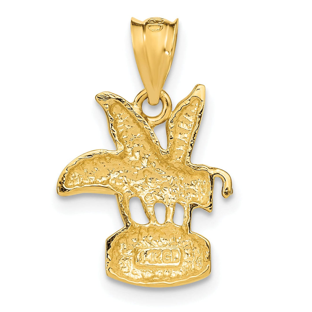 Lovely Rita's Pendants & Charms 14k Yellow Gold Open Back Textured Polished Finish Solid Bee on HONEY Jar Design Charm Pendant