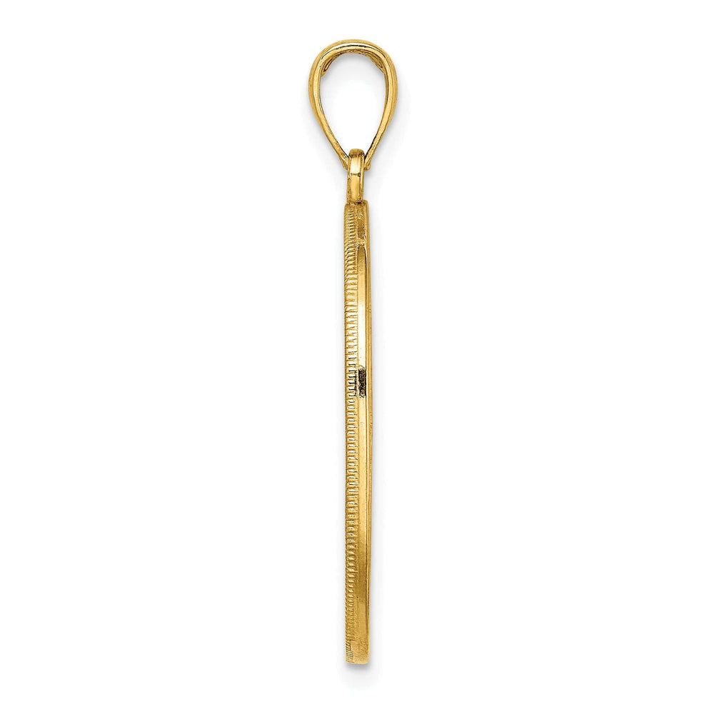 Lovely Rita's Pendants & Charms 14K Yellow Gold Open Back Textured Polished Finish Tree of Life Celtic Knot in Oval Frame Charm Pendant