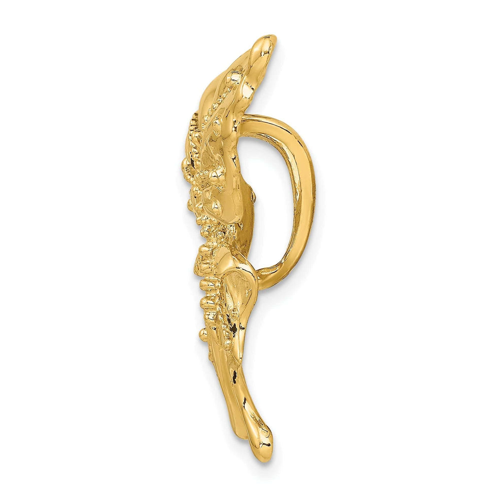 Lovely Rita's Pendants & Charms 14k Yellow Gold Open Back Textured Solid Polished Finish Beaded Butterfly Slide Charm Pendant