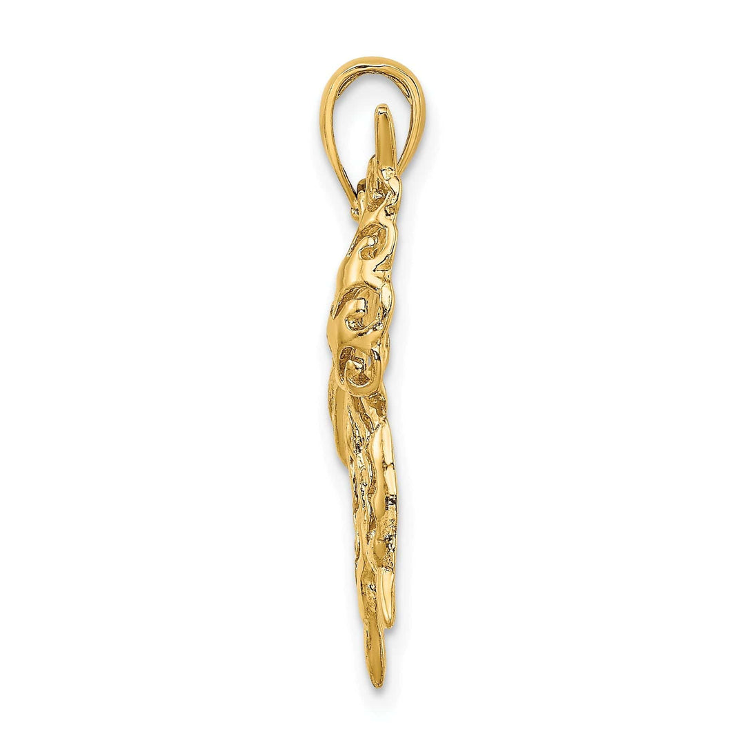 Lovely Rita's Pendants & Charms 14k Yellow Gold Open Back Textured Solid Polished Finish Cut-Out Butterfly Charm