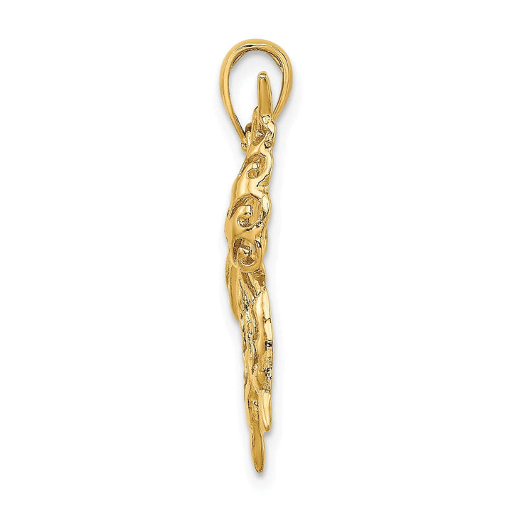 Lovely Rita's Pendants & Charms 14k Yellow Gold Open Back Textured Solid Polished Finish Cut-Out Butterfly Charm