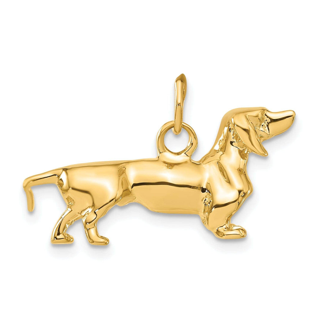 Lovely Rita's Pendants & Charms 14k Yellow Gold Open Back Textured Solid Polished Finish Poodle Dog Charm Pendant