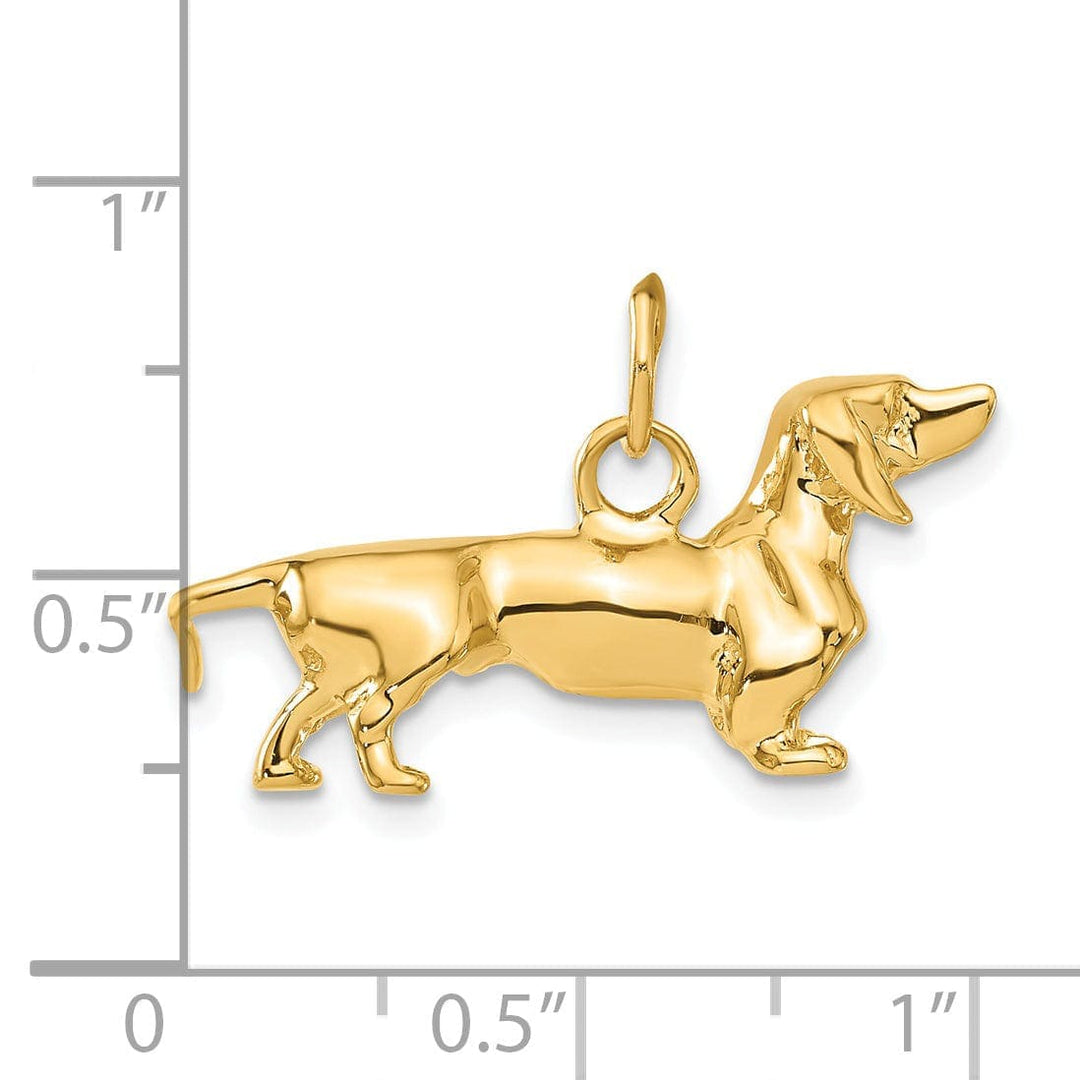 Lovely Rita's Pendants & Charms 14k Yellow Gold Open Back Textured Solid Polished Finish Poodle Dog Charm Pendant